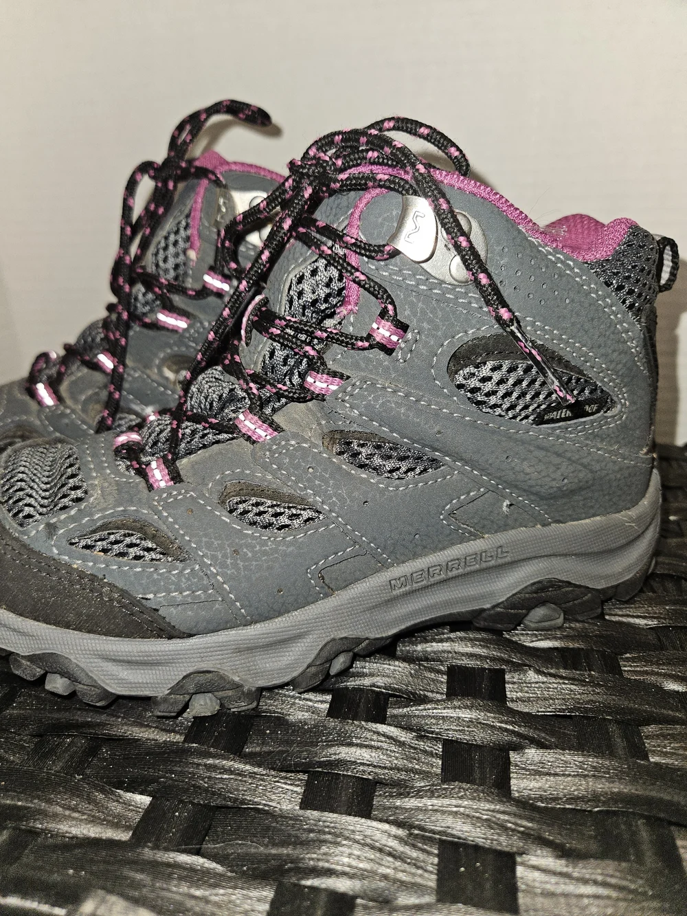 Merrell Gray and Pink Youth Waterproof Hiking Boots